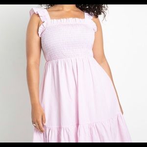 Pink and white stripe summer dress (hill house style)